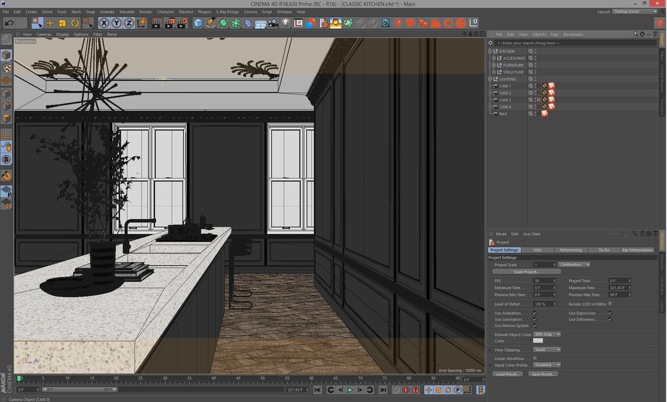 Corona - C4D Scene files - Classic Style Kitchen Interior 3D model_7