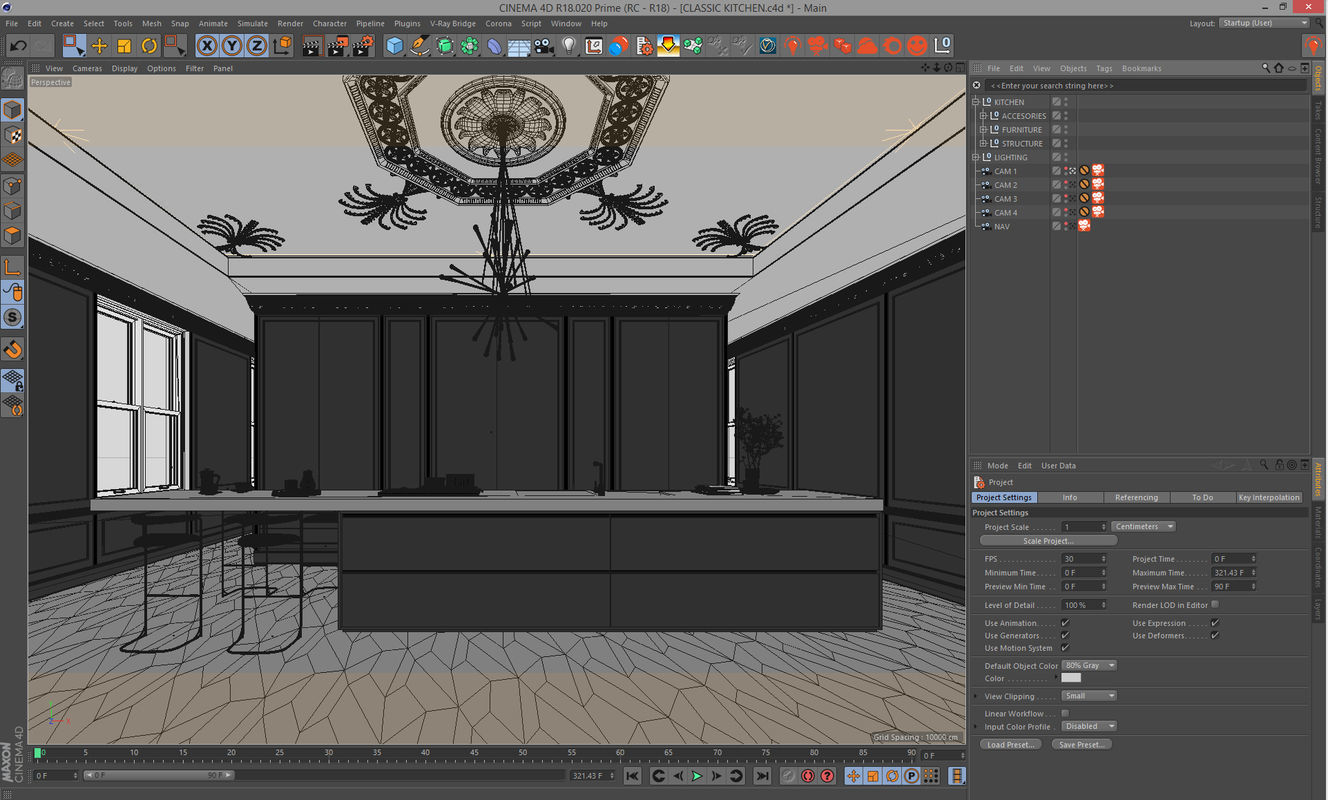 Corona - C4D Scene files - Classic Style Kitchen Interior 3D model_5