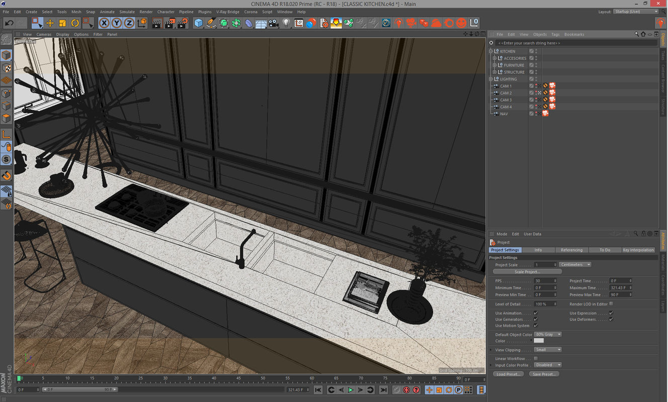 Corona - C4D Scene files - Classic Style Kitchen Interior 3D model_6