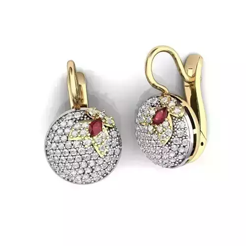 Round Shaped Gold Pendant With Ruby