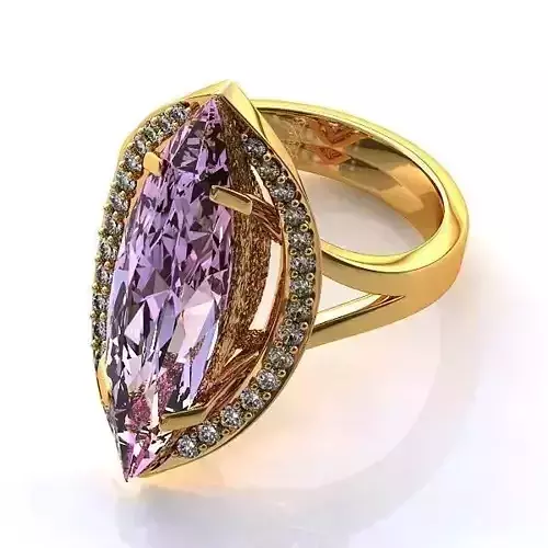 Marquise Shaped Gold Ring With Gemstones 6
