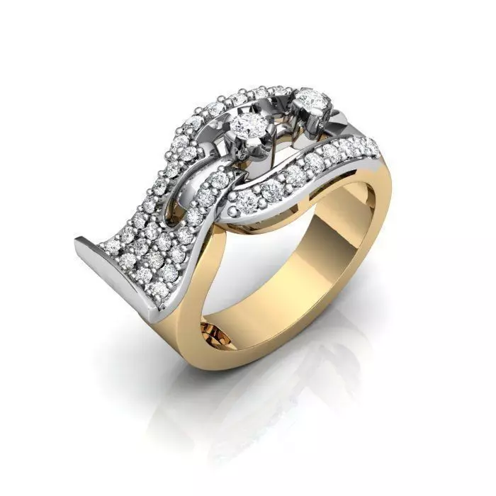Multi Metal Ring With Diamonds 25 3D print model