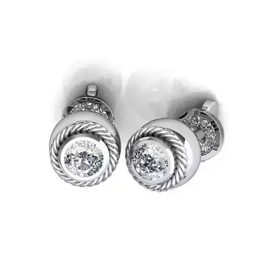 Silver Ear Studs With Diamonds 2