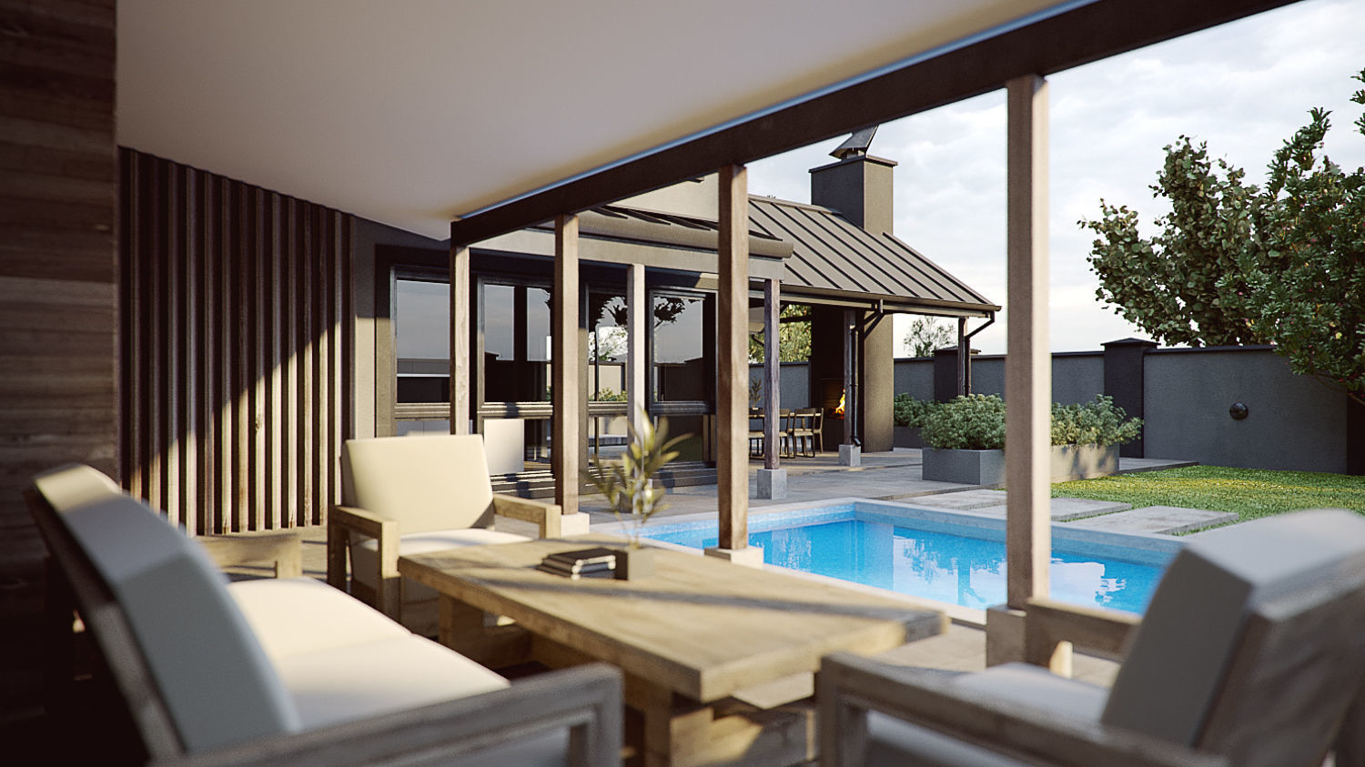 Corona - C4D scene files - Modern Farmhouse Exterior 3D model 3D model_4