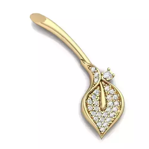 Leaf Shaped Pendant With Diamonds 6