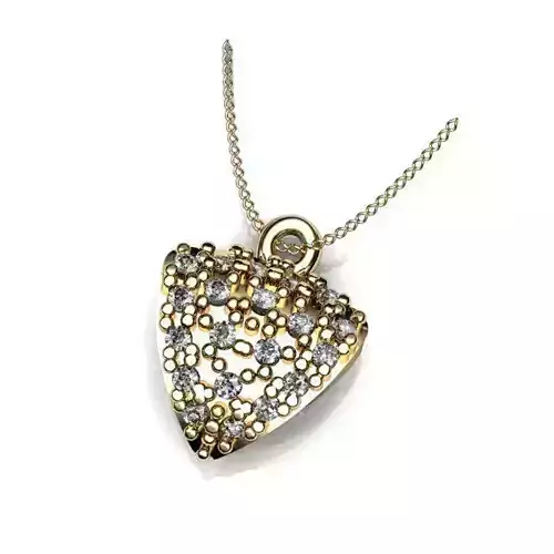 Triangle Shaped Gold Pendant With Diamonds 4