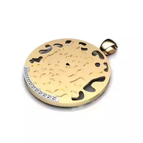 Round Shaped Gold Pendant With Diamonds 24
