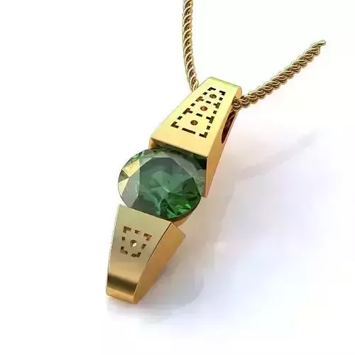 Gold Pendant With Emerald  1
