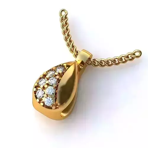 Drop Shaped Gold Pendant With Diamonds 25