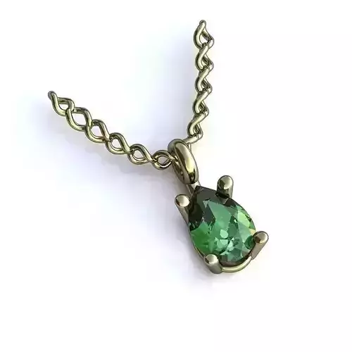 Drop Shaped White Gold Pendant With Emerald 3D print model
