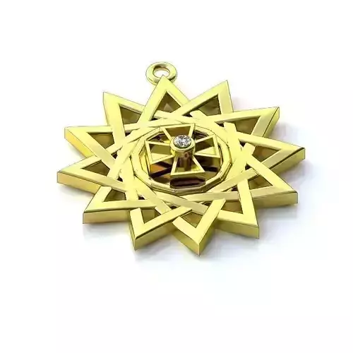 Star Shaped Gold Pendant With Diamonds