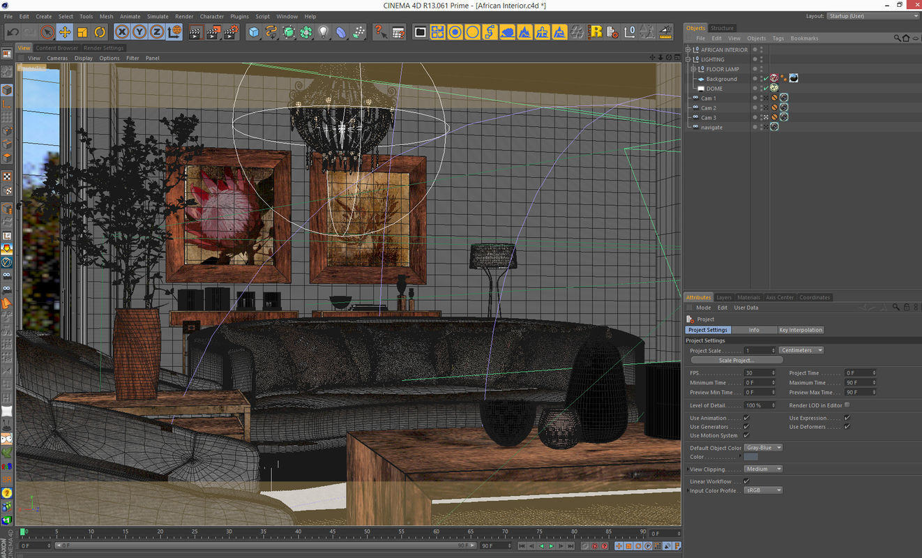 VRay - C4D Scene files - African Interior Scene 3D model_7