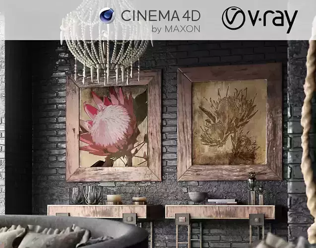VRay - C4D Scene files - African Interior Scene 3D model