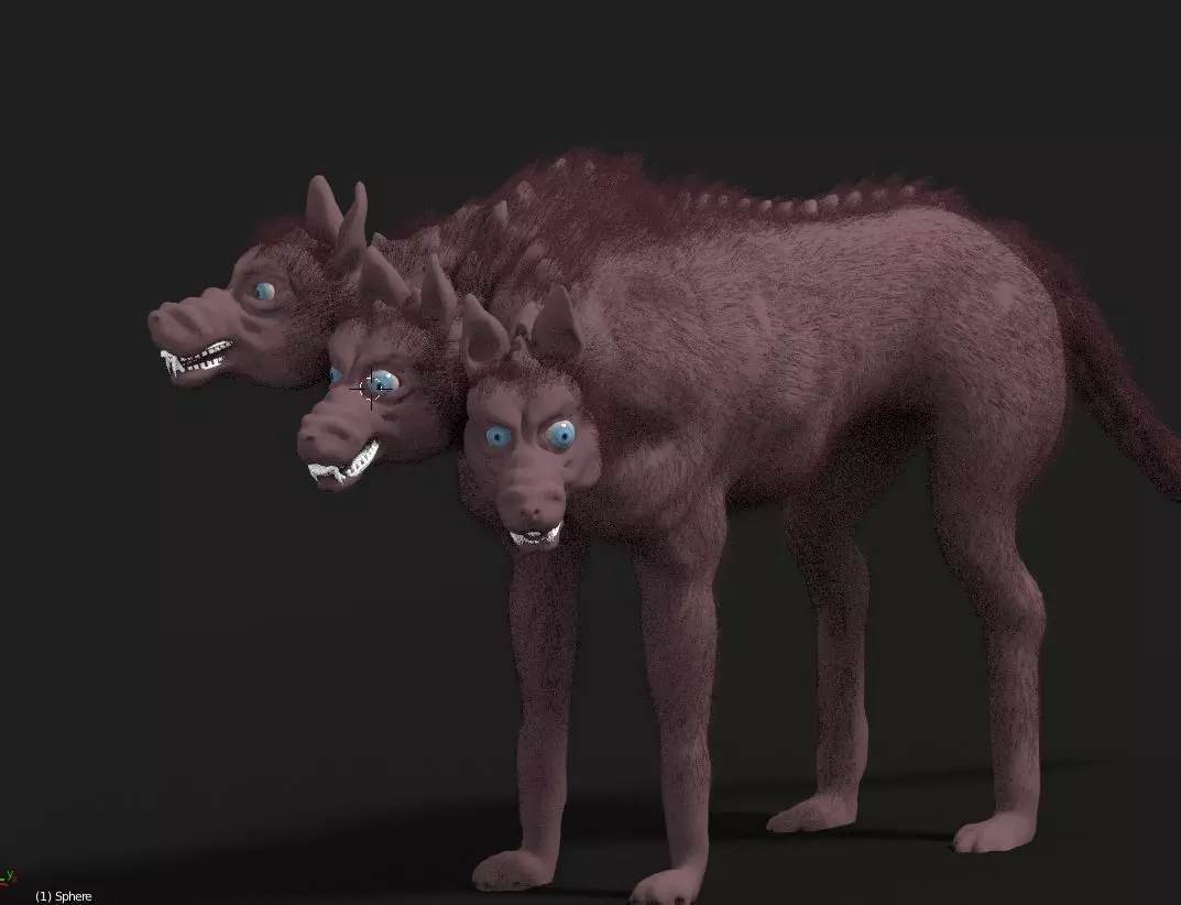 Cerberus the multi-headed dog 3D model_0