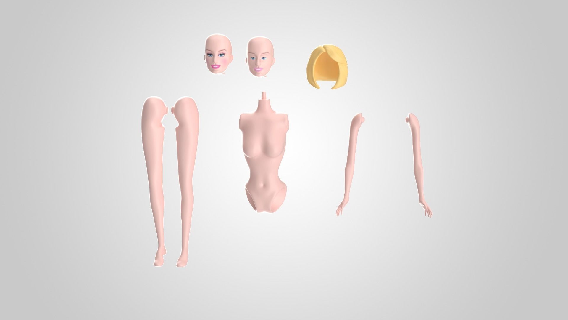 Barbie doll 3D model_7