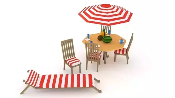 Beach Furniture Set Lowpoly