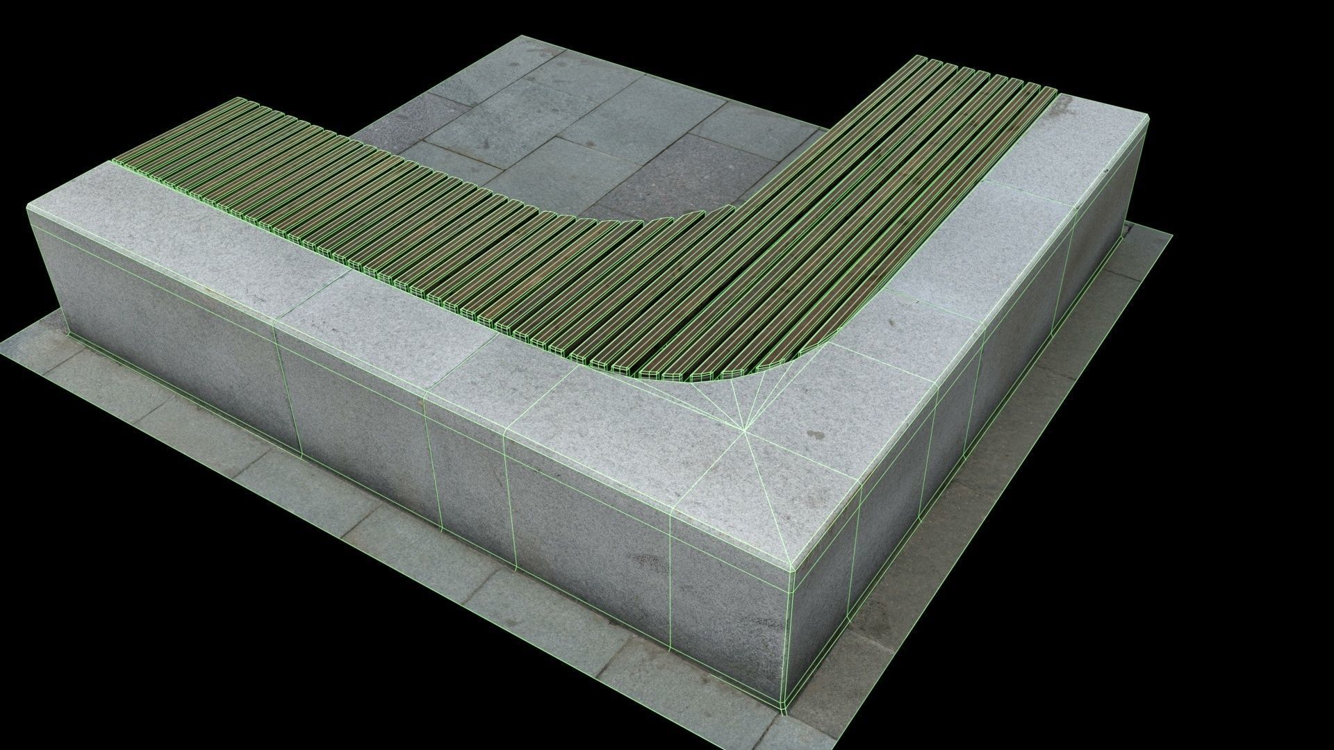 City Bench Low-poly 3D model_6