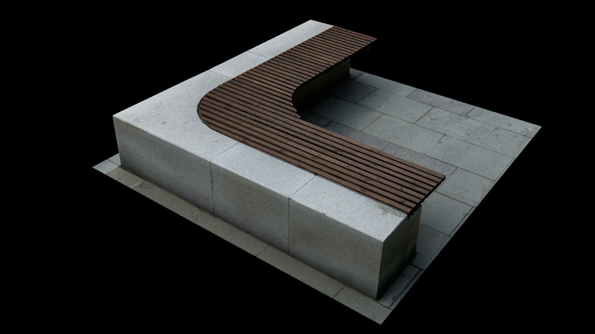 City Bench Low-poly 3D model_0