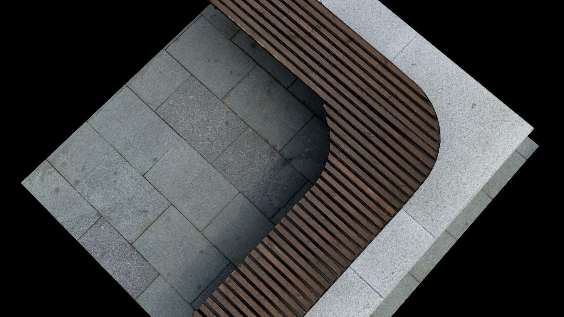 City Bench Low-poly 3D model_4