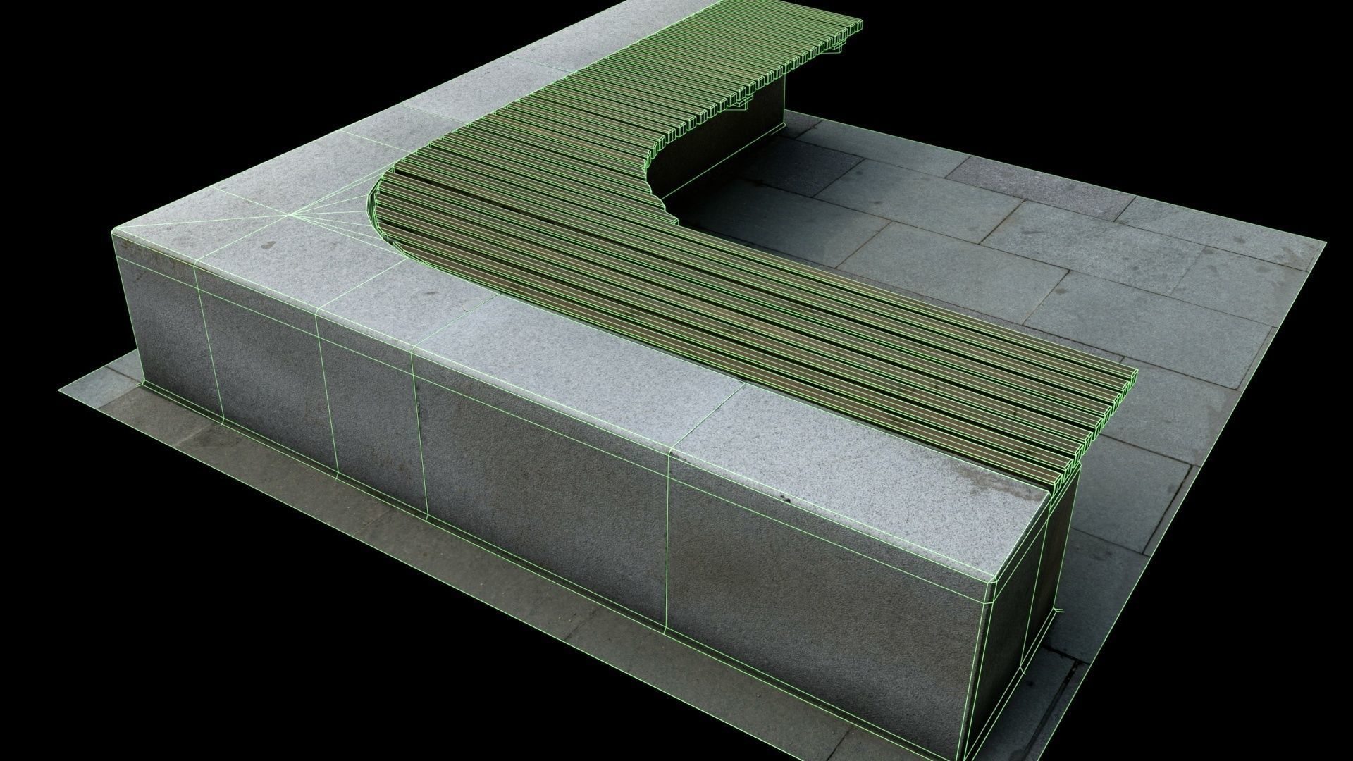 City Bench Low-poly 3D model_5