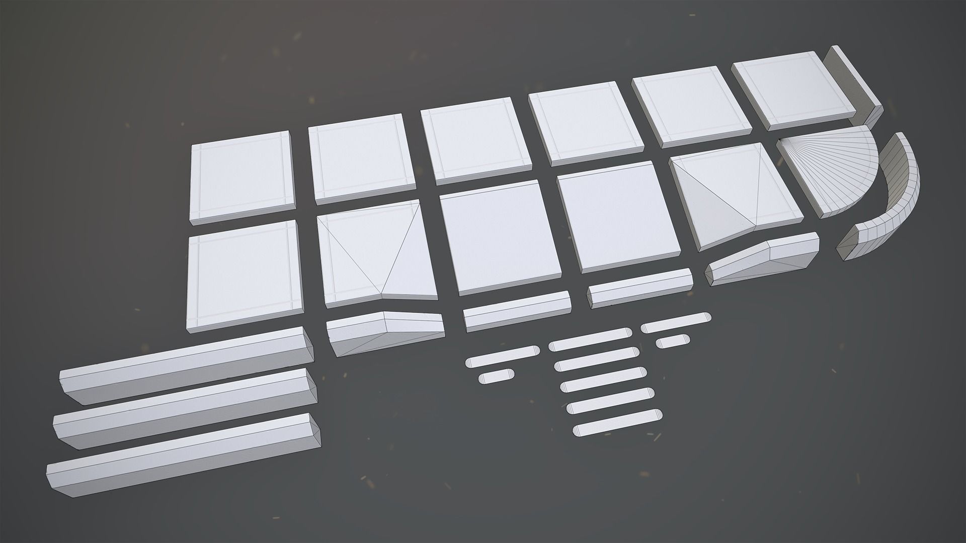 Sidewalk - Modular Set 3 Color Option Low-poly 3D model_18