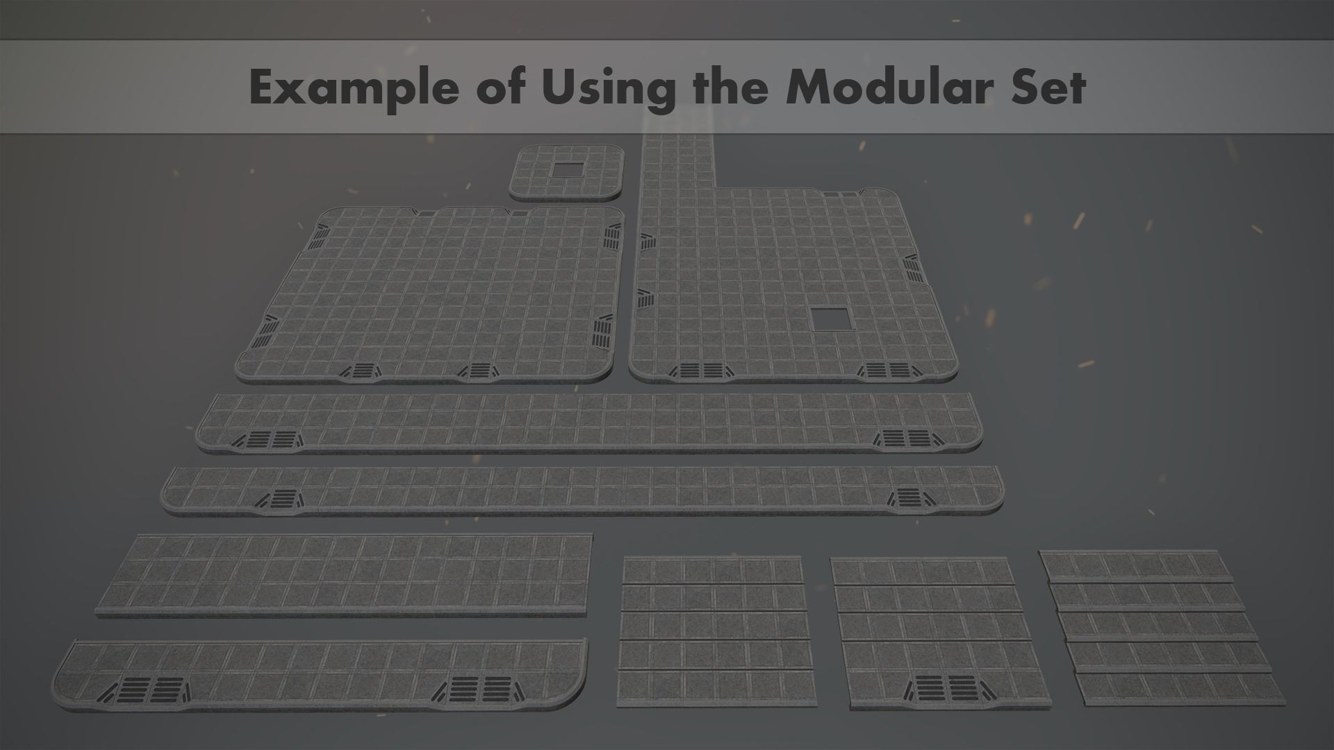 Sidewalk - Modular Set 3 Color Option Low-poly 3D model_10