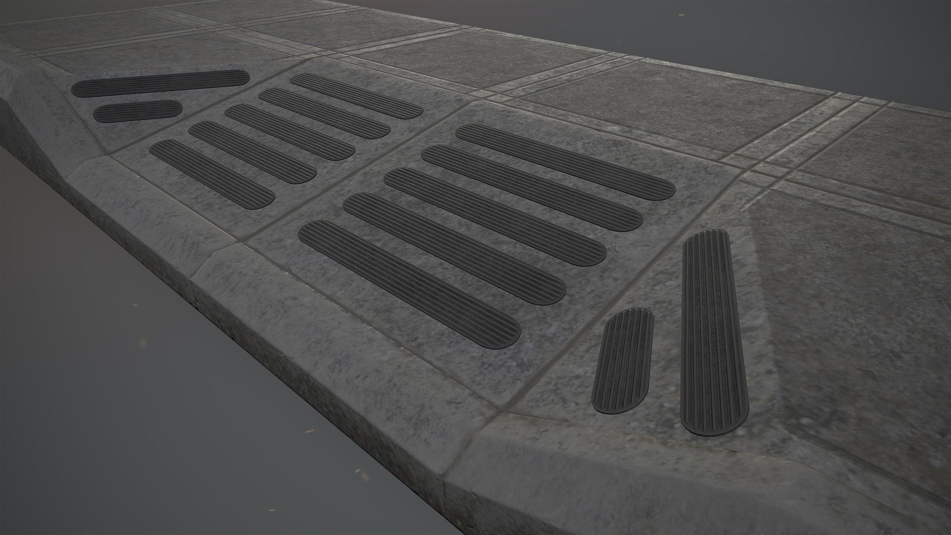 Sidewalk - Modular Set 3 Color Option Low-poly 3D model_7