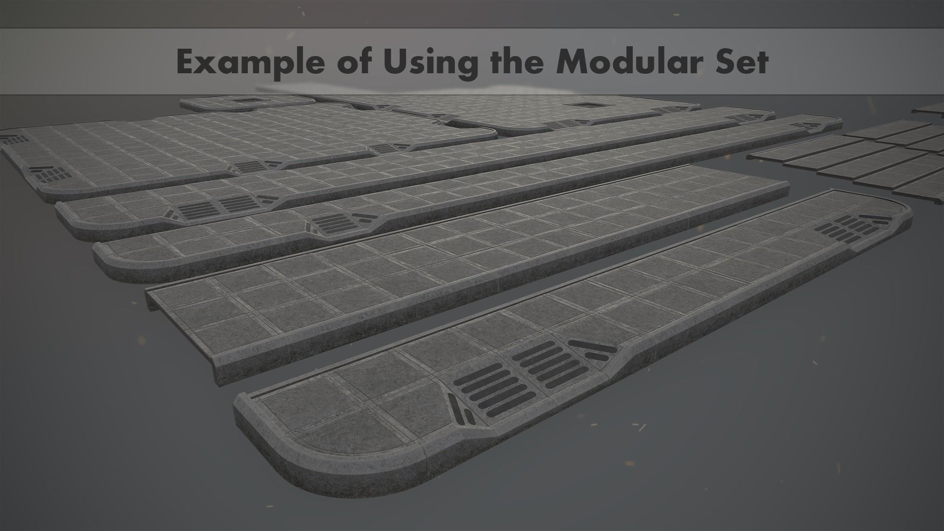 Sidewalk - Modular Set 3 Color Option Low-poly 3D model_11