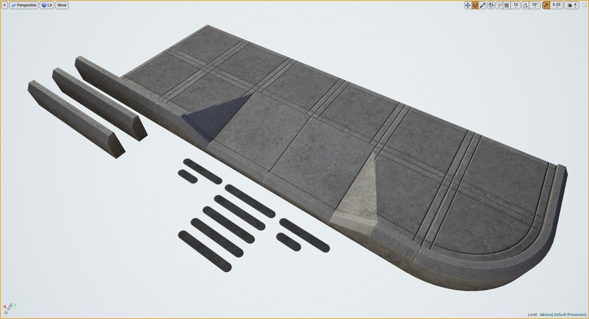 Sidewalk - Modular Set 3 Color Option Low-poly 3D model_17