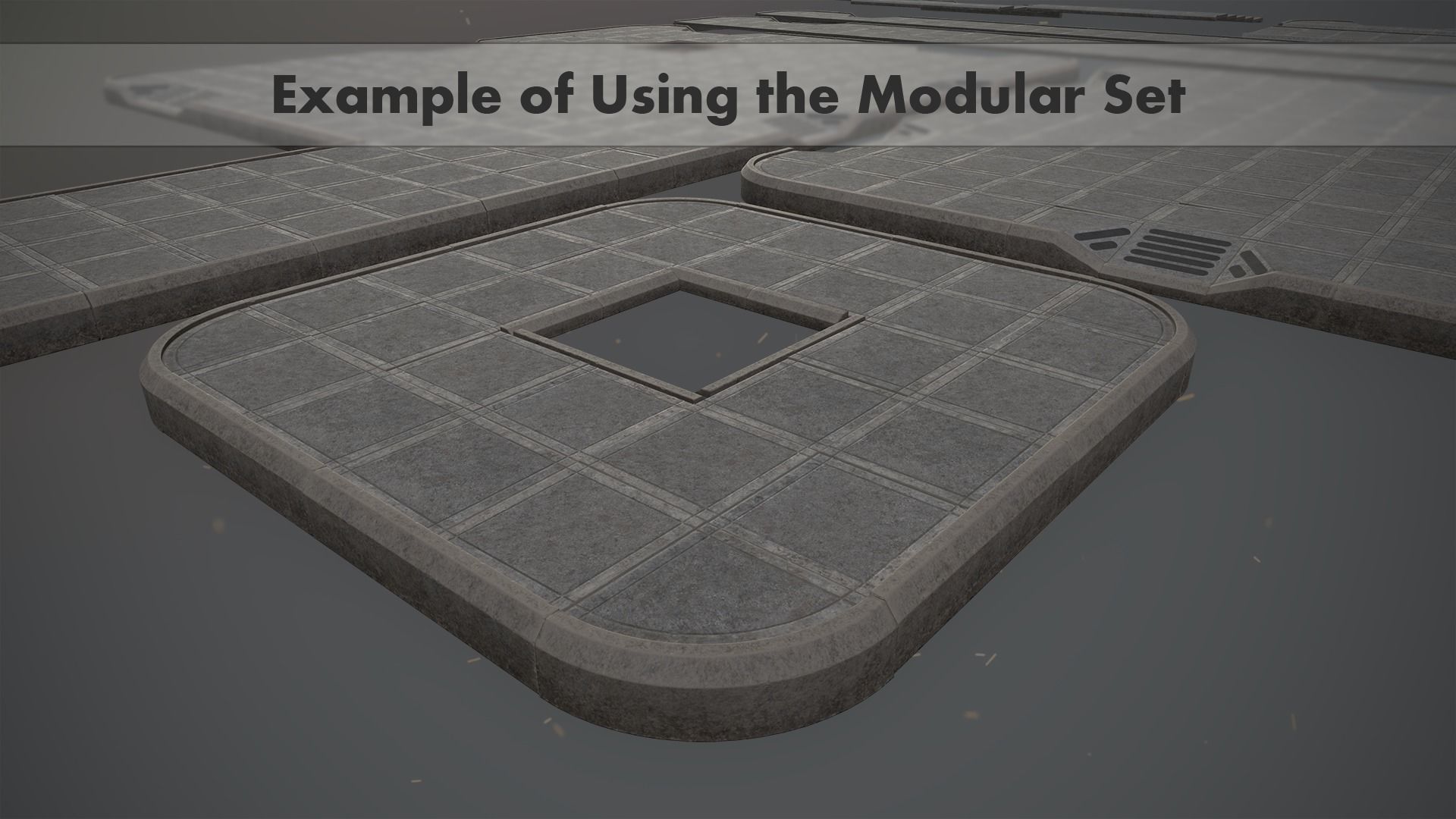 Sidewalk - Modular Set 3 Color Option Low-poly 3D model_13