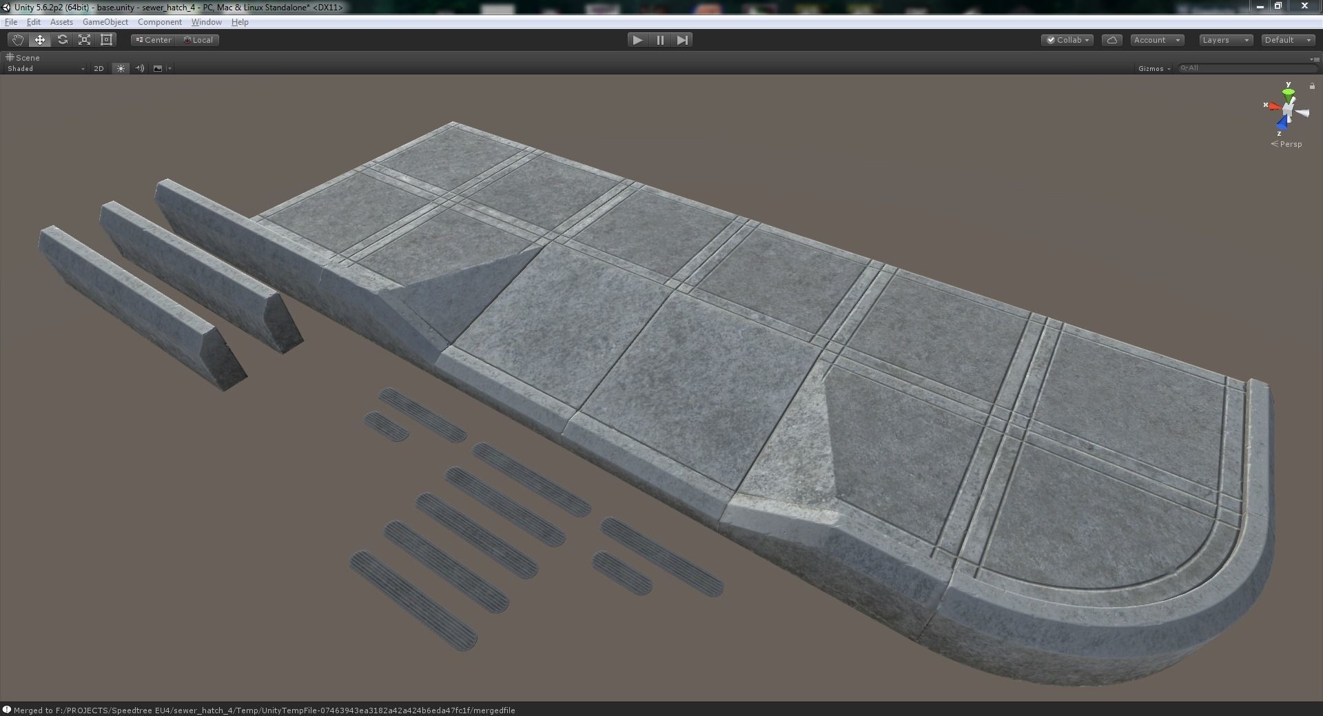 Sidewalk - Modular Set 3 Color Option Low-poly 3D model_16