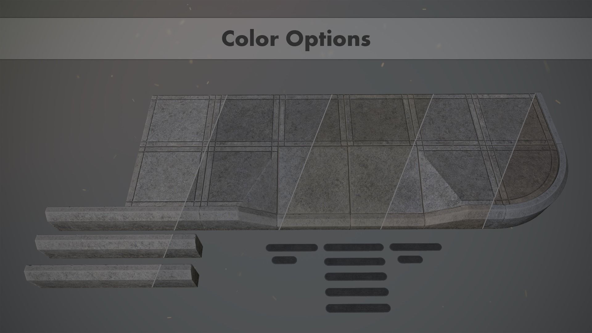 Sidewalk - Modular Set 3 Color Option Low-poly 3D model_1