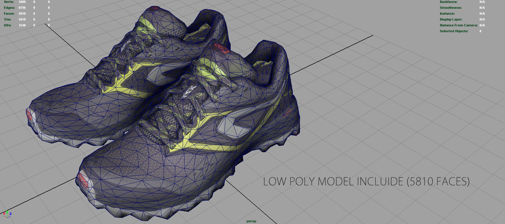 HIKING SHOES Low-poly 3D model_9