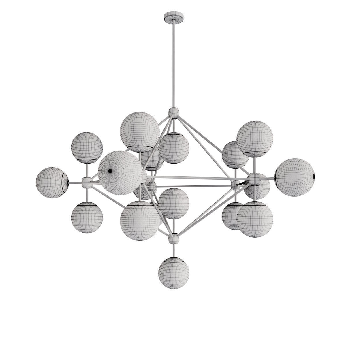MODO CHANDELIER BLACK AND WHITE GLASS 15-21 GLOBES DESIGNED BY 3D model_1