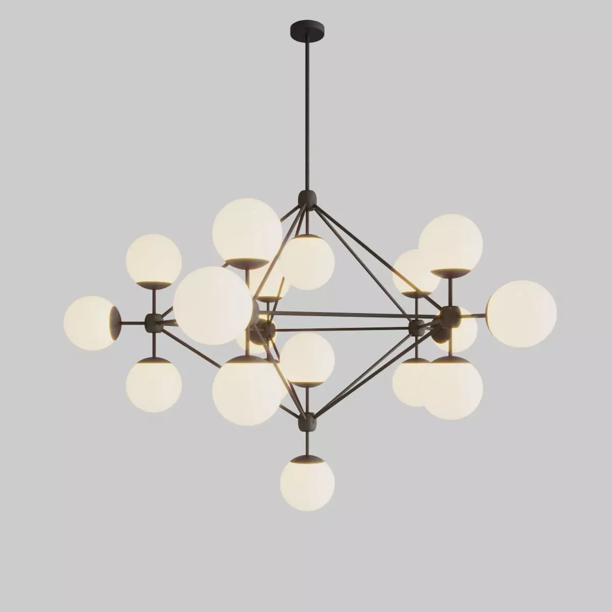 MODO CHANDELIER BLACK AND WHITE GLASS 15-21 GLOBES DESIGNED BY 3D model_0