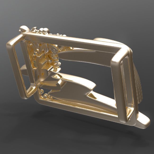 Scene bronze brooch with flowers and leaves 3D print model_6