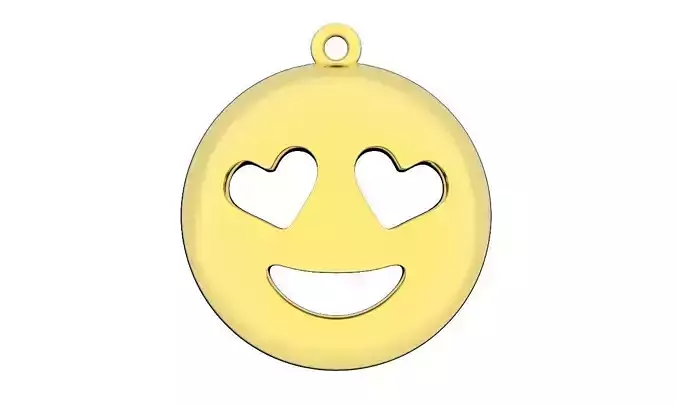 Emoji gold pendant printable Smiley love jewelry 3dm stl file 