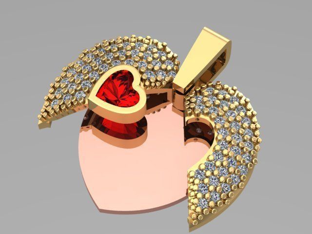 open shut named heart necklace 3D print model_1