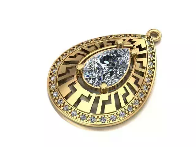 greek pattern li drop necklace