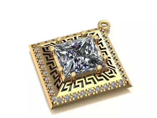 greek pattern square pendant