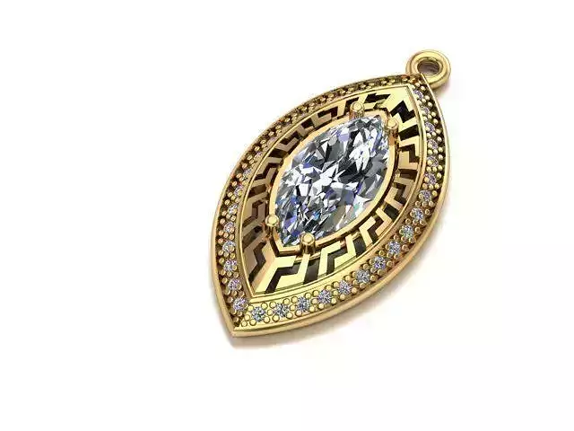 greek pattern marquise necklace