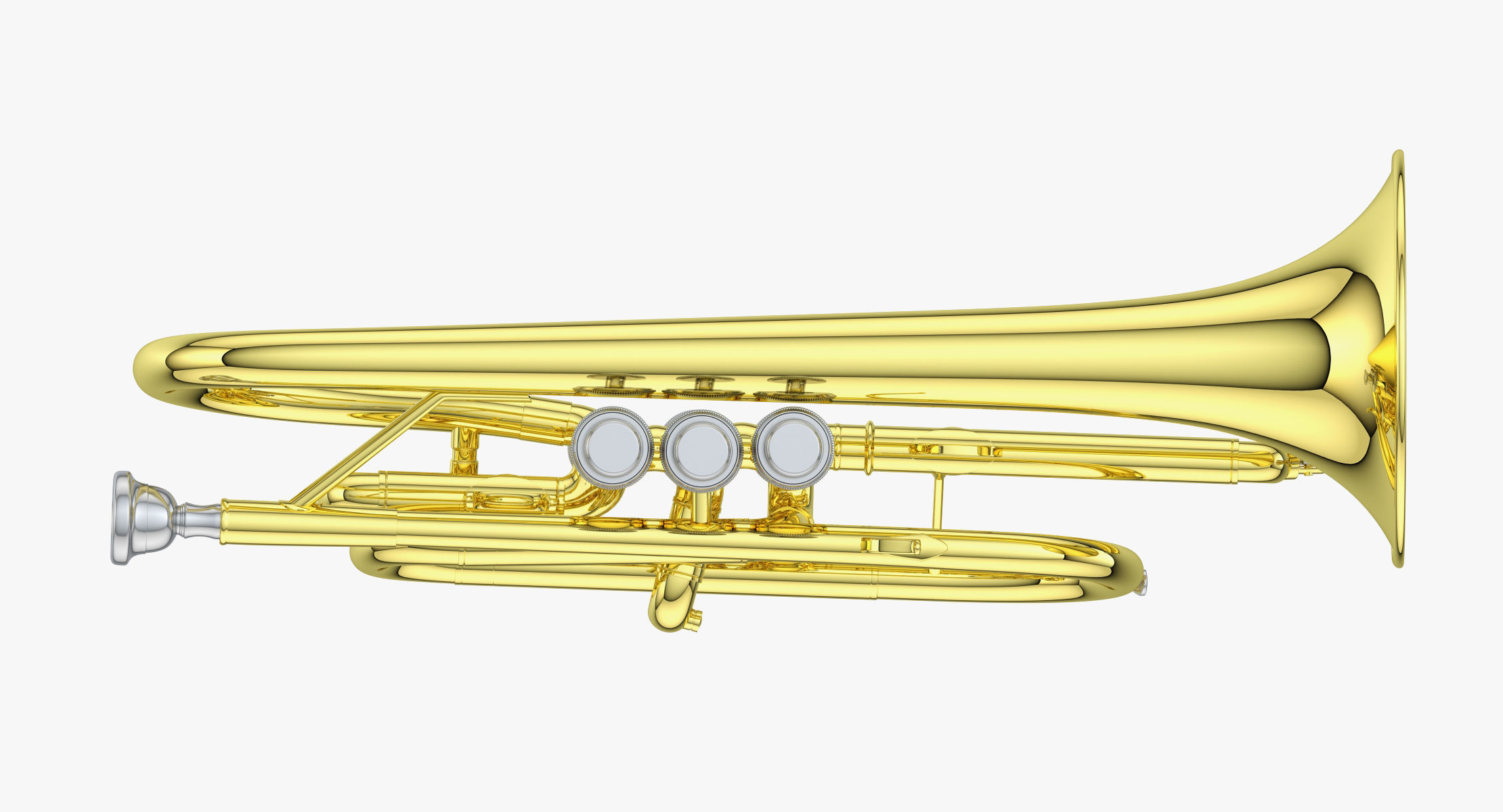 Cornet golden trumpet 3D model_6