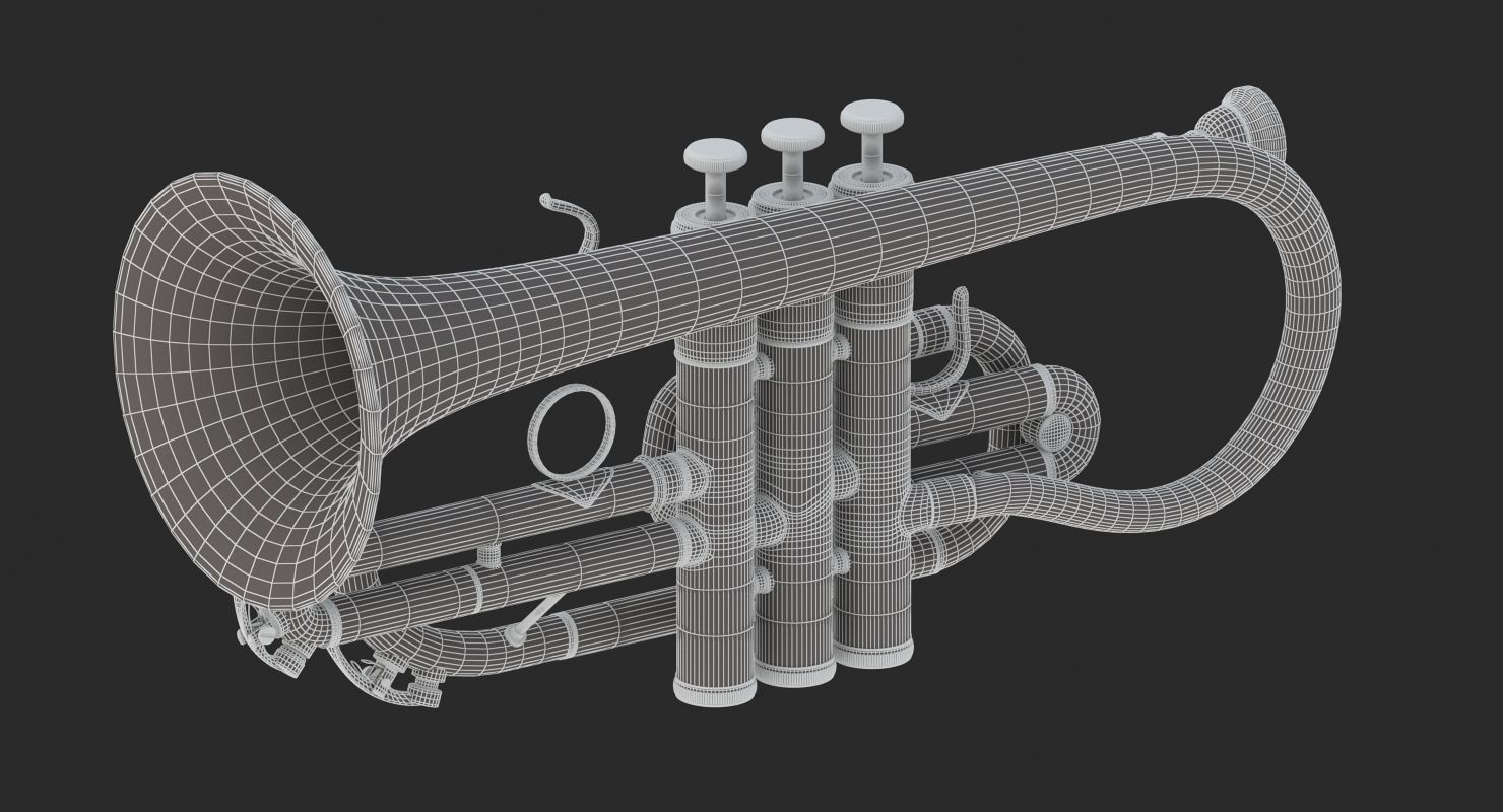 Cornet golden trumpet 3D model_12