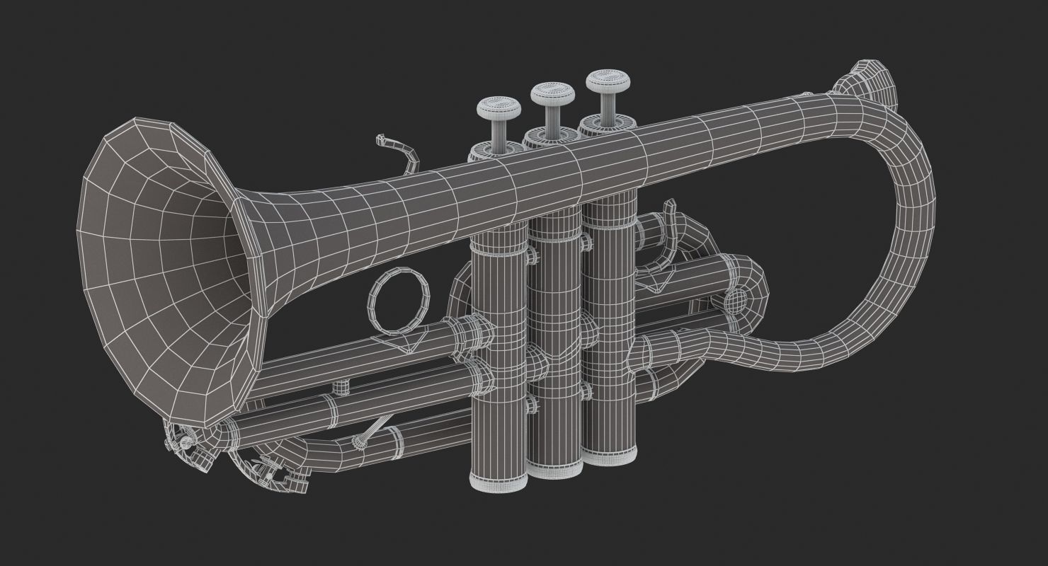 Cornet golden trumpet 3D model_11