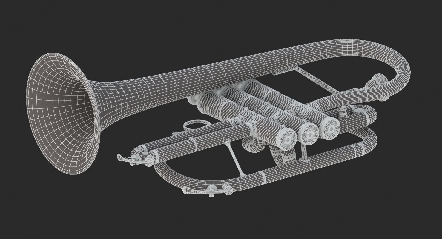 Cornet golden trumpet 3D model_13