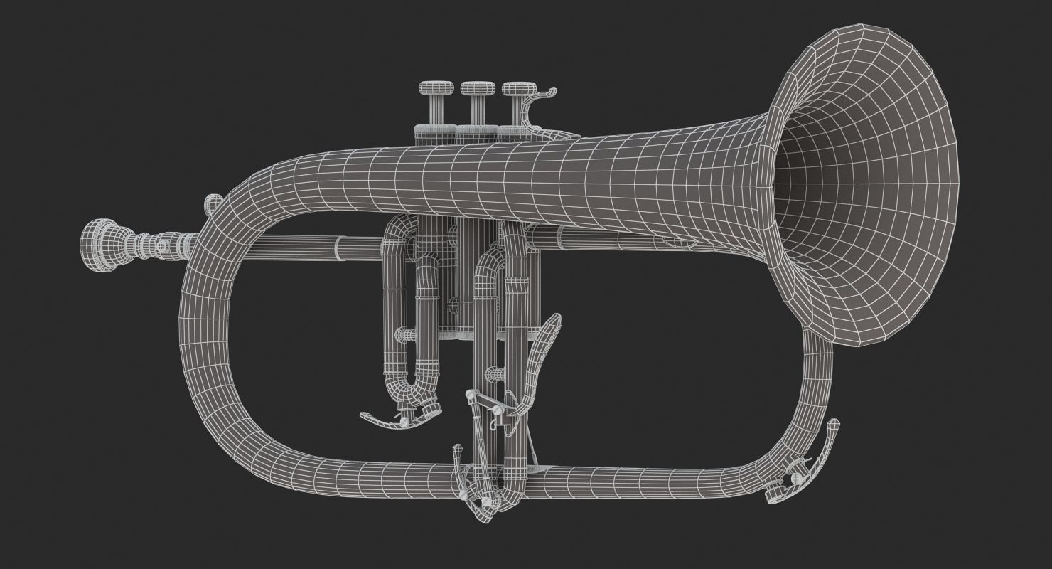 Flugelhorn brass instrument 3D model_15