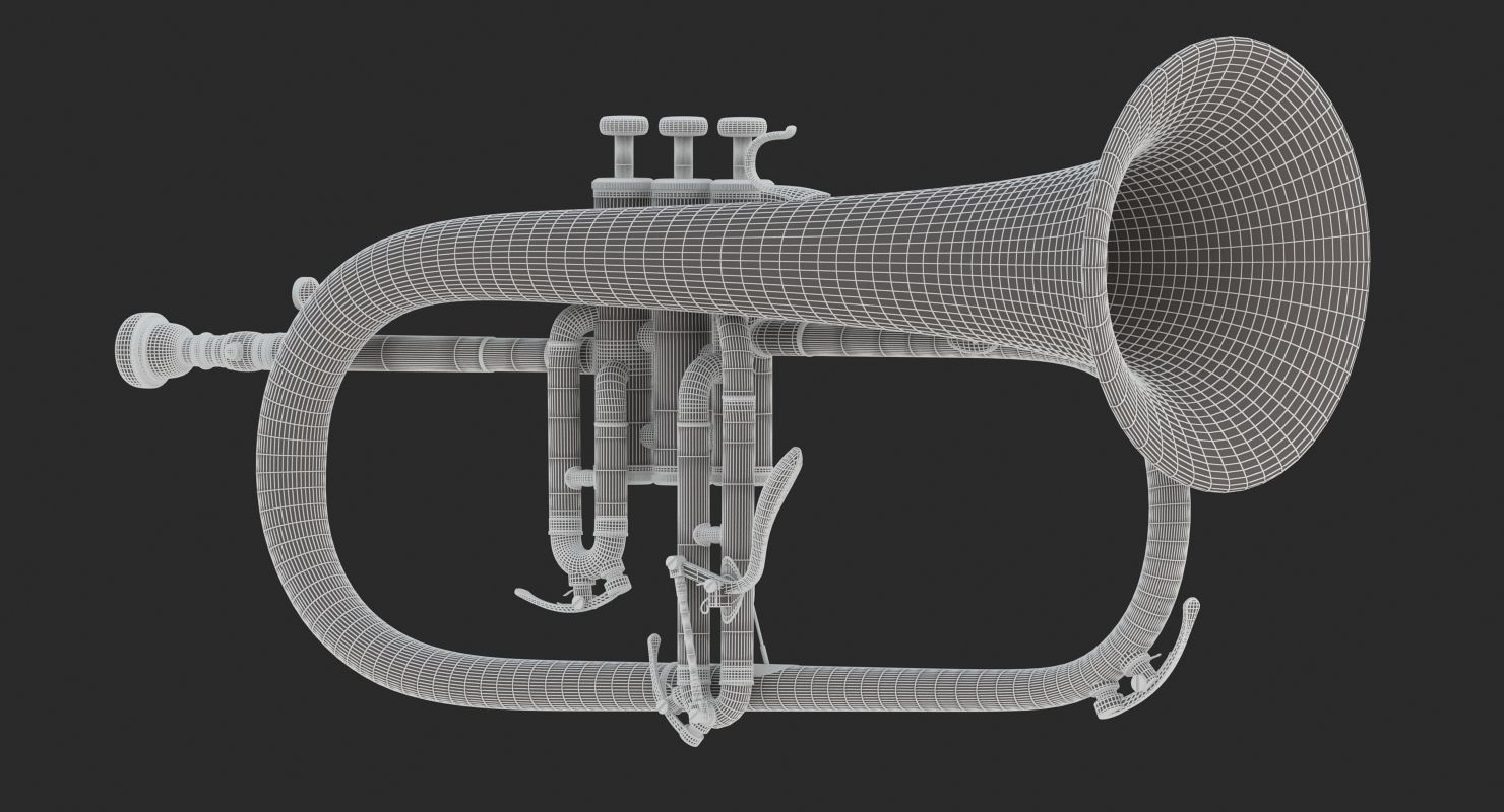Flugelhorn brass instrument 3D model_16