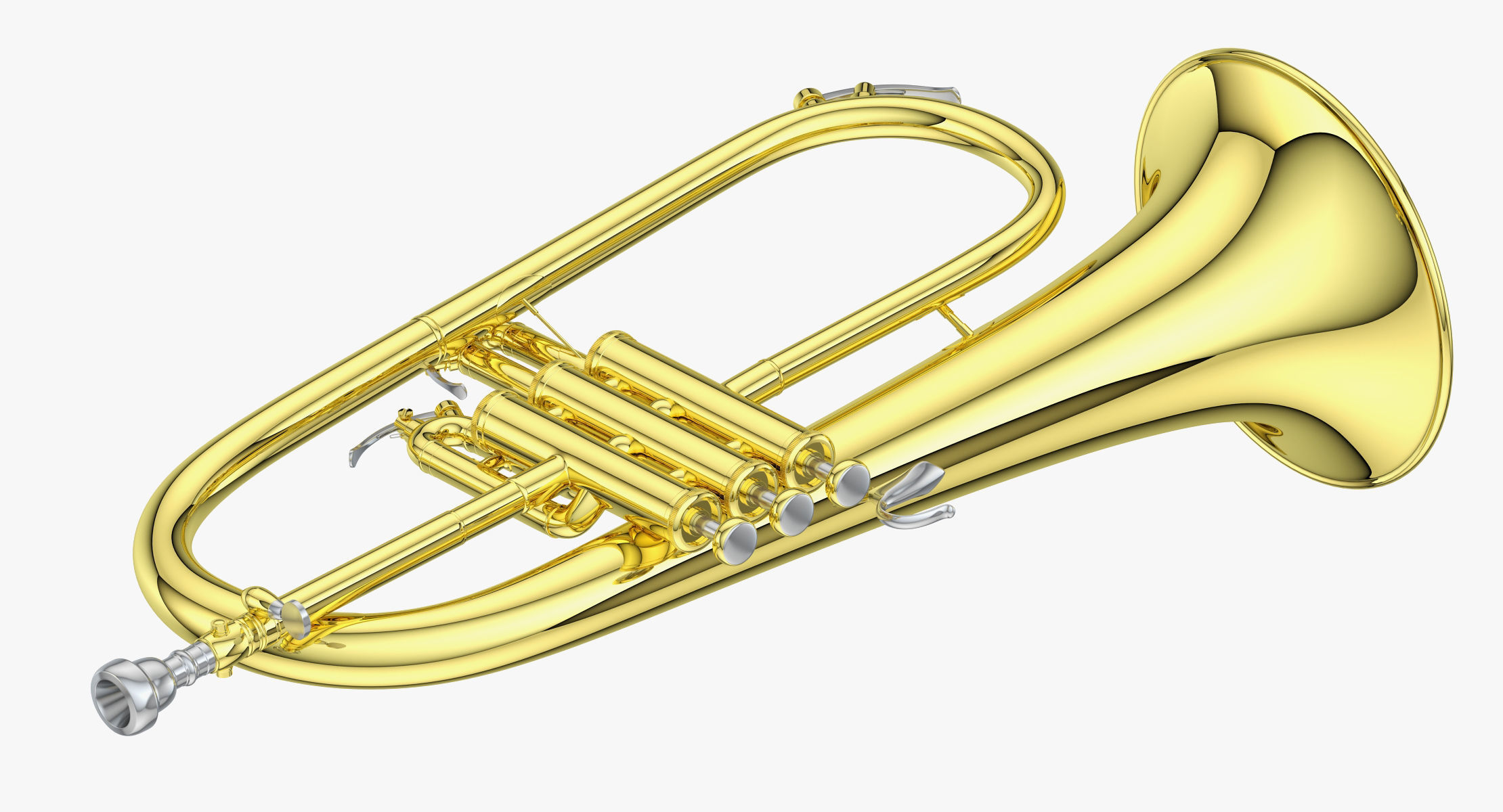 Flugelhorn brass instrument 3D model_1