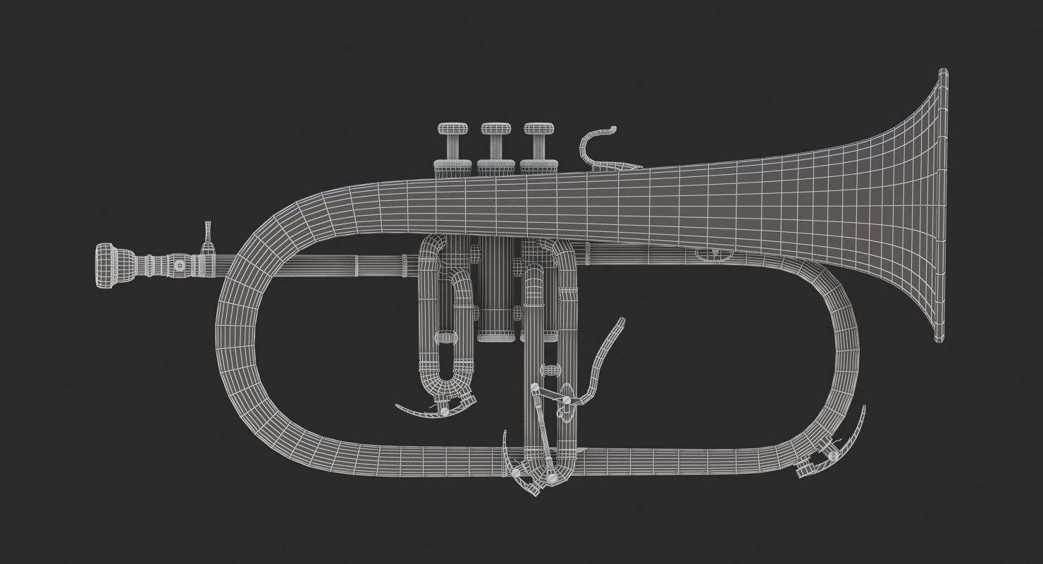 Flugelhorn brass instrument 3D model_11
