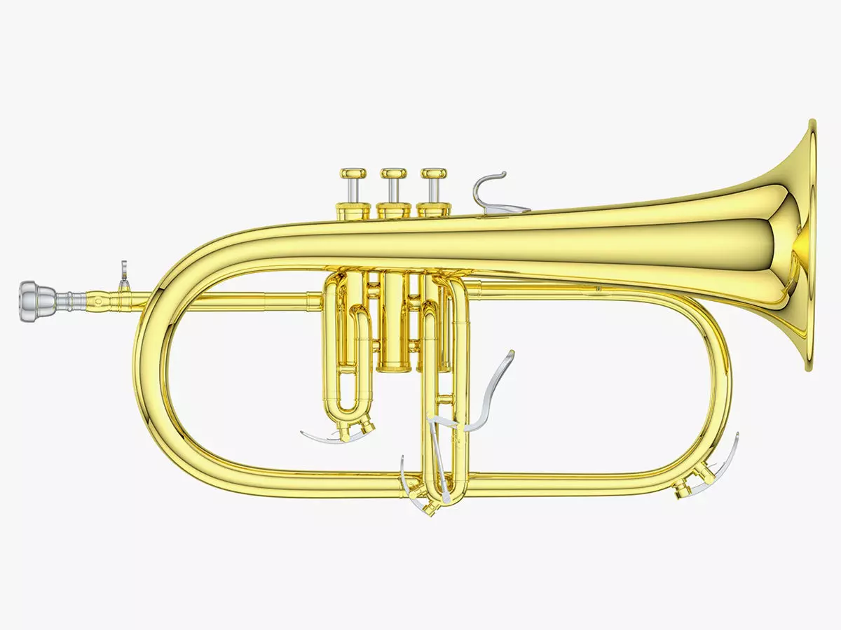 Flugelhorn brass instrument 3D model_0